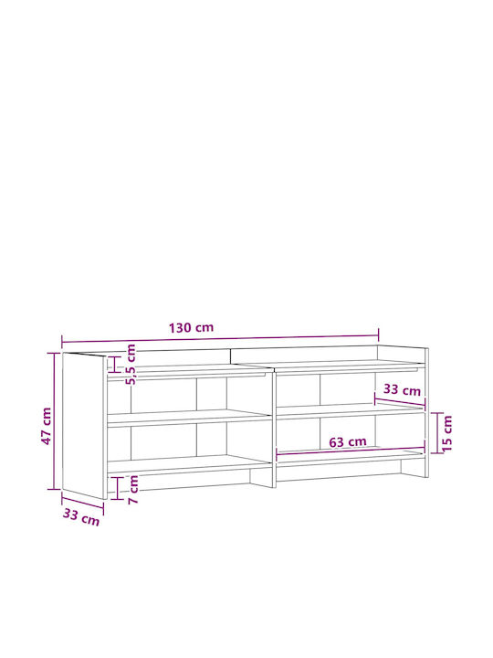 TV-Ständer Weiß M135xP33xH47cm