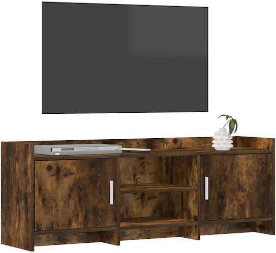 TV Stand Metal & Smoked Oak Wood L130xW33xH47cm