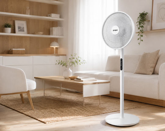 Gruppe Πολυμορφικός Ανεμιστήρας 60W Διαμέτρου 45cm με Τηλεχειριστήριο Λευκός