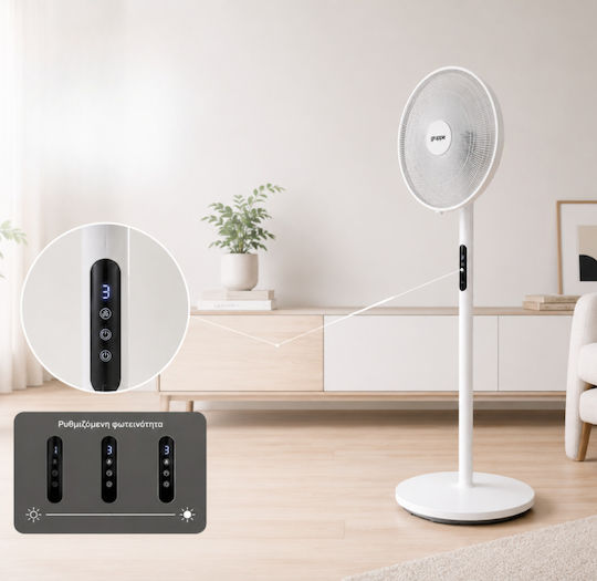 Gruppe Πολυμορφικός Ανεμιστήρας 60W Διαμέτρου 45cm με Τηλεχειριστήριο Λευκός