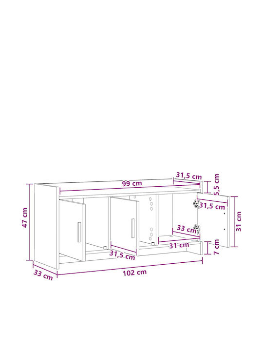 Елемент За Телевизор Черен Дъб 102x33x47см