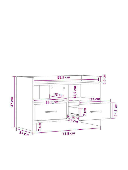 Dulap TV Stejar Negru 71.5x33x47cm