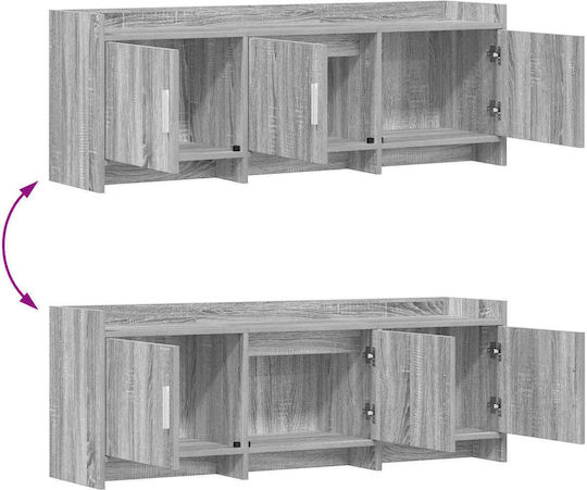 TV-Ständer aus Metall & Holz Grau Sonoma M130xT33xH47cm