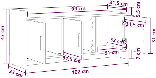 TV-Ständer Aus Altem Holz M102xT33xH47cm