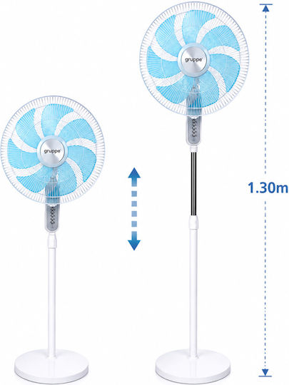 Gruppe Ανεμιστήρας Ορθοστάτης 70W Διαμέτρου 45cm White Blue
