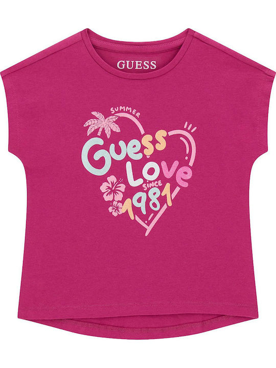 Guess Kinderoberteile T-Shirt Magenta High Low