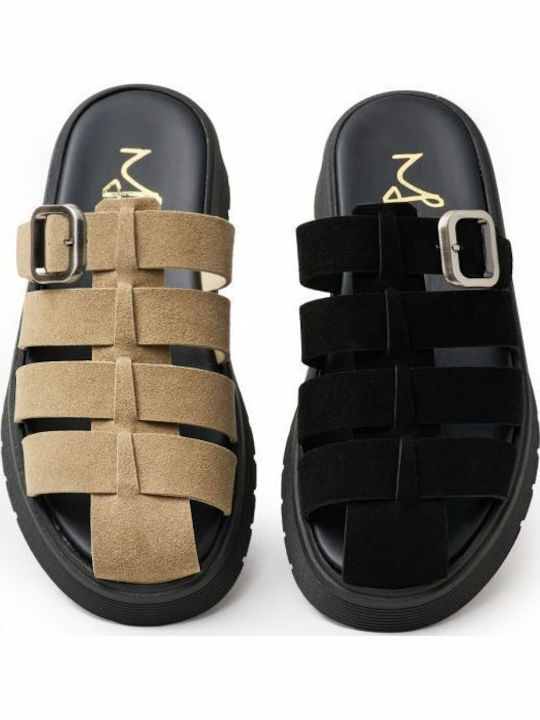 Leather Women's Anatomic Flatforms Black Sandals