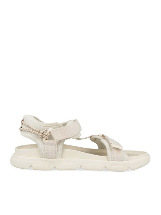 Damen Flache Sandalen Beige