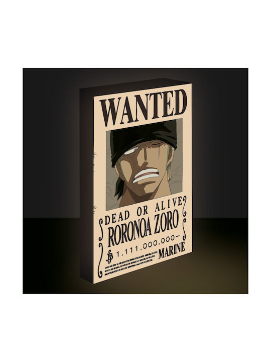 One Piece Zoro Wanted Light Canvas 40x30 Cm