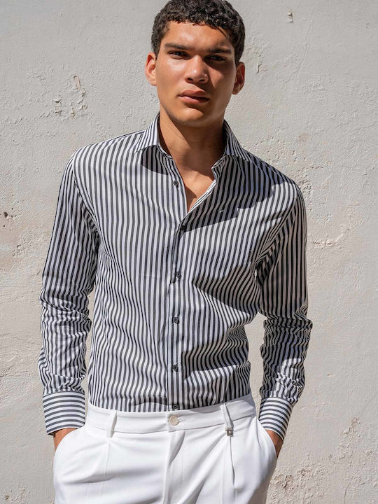 Long Sleeve Striped Shirt Black