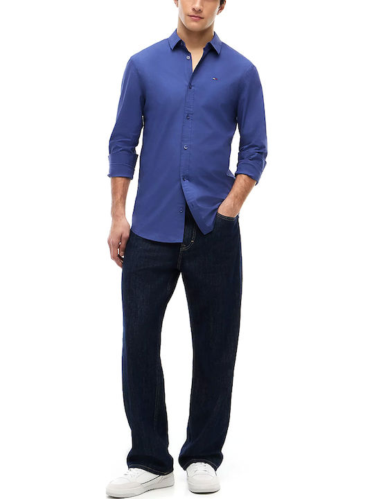 Long Sleeve Denim Shirt in Narrow Fit Blue