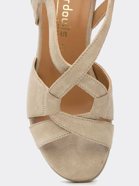 Damen Sandalen Mit Leder Beigen