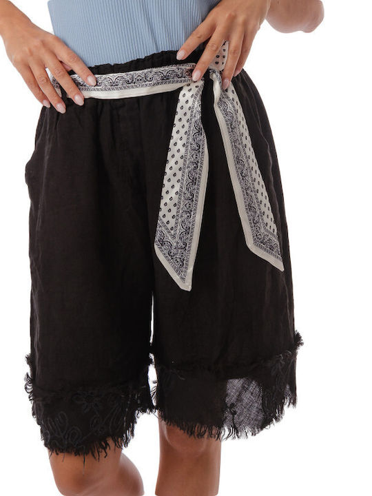 Women's Linen Bermuda Black