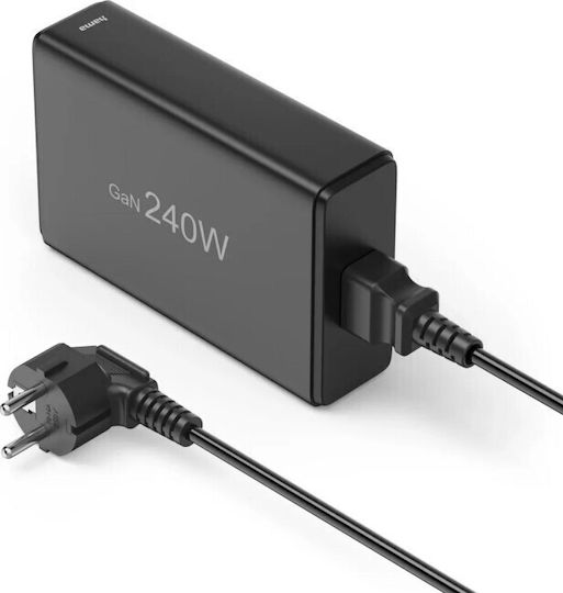 HAMA GaN Charging Station with USB-A Port and 4 USB-C Output Ports 240W Power Delivery / Quick Charge 3.0 in Black