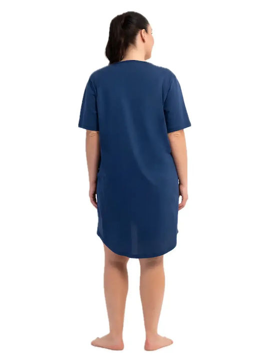 Vienetta Secret Summer Cotton Women's Nightgown Blue