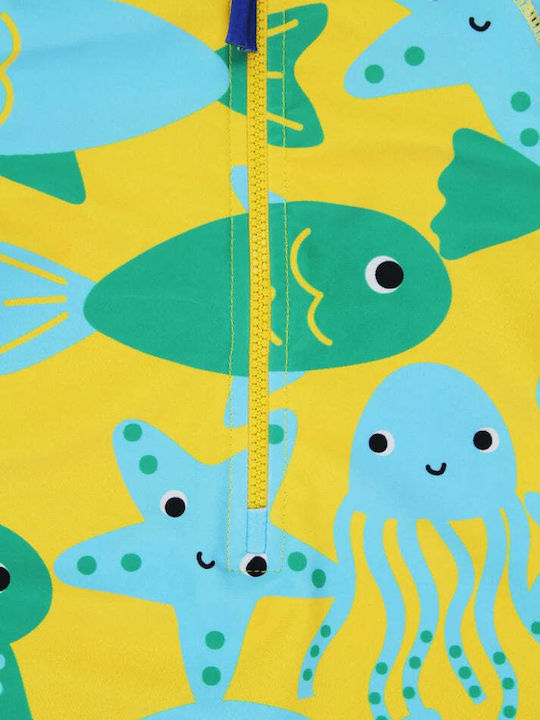 Toby Tiger Kids One-Piece Swimwear With Long Sleeve Fish