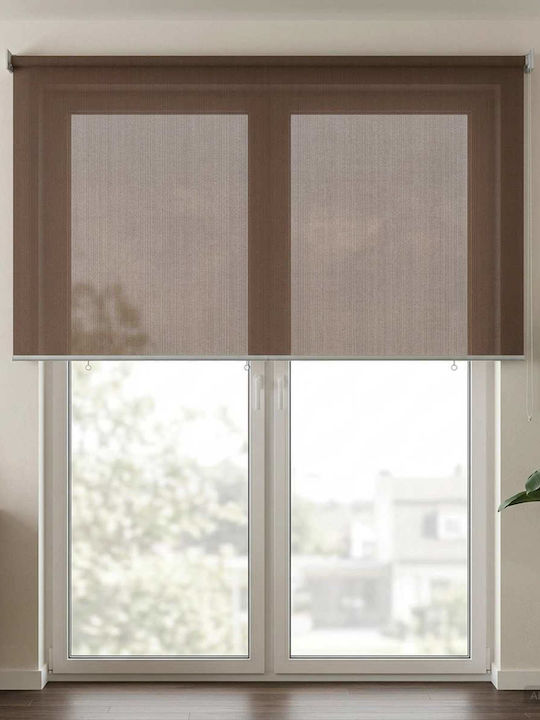 vidaXL Πλαϊνό Ρολό Σκίασης Βεράντας με Led Καφέ 1.4x2.3m