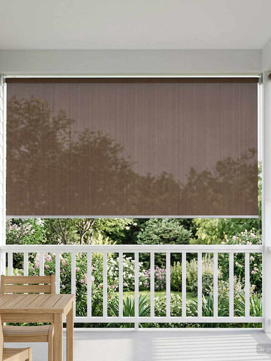 vidaXL Side Sunshade Roller for Terrace with LEDs Brown 1.8x1.4m