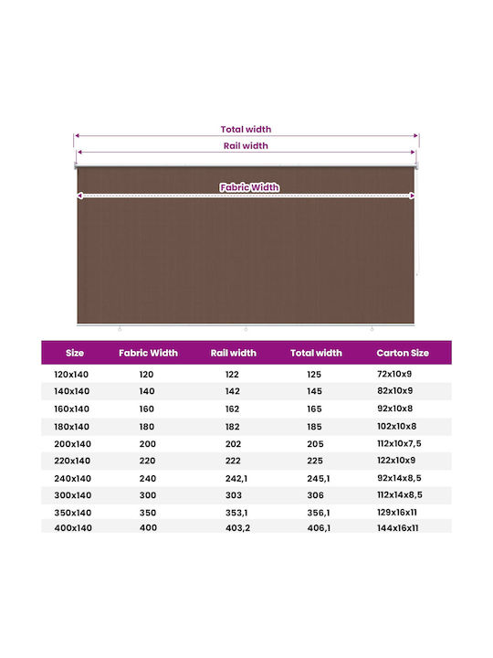 vidaXL Πλαϊνό Ρολό Σκίασης Βεράντας με Led Καφέ 2.4x2.3m