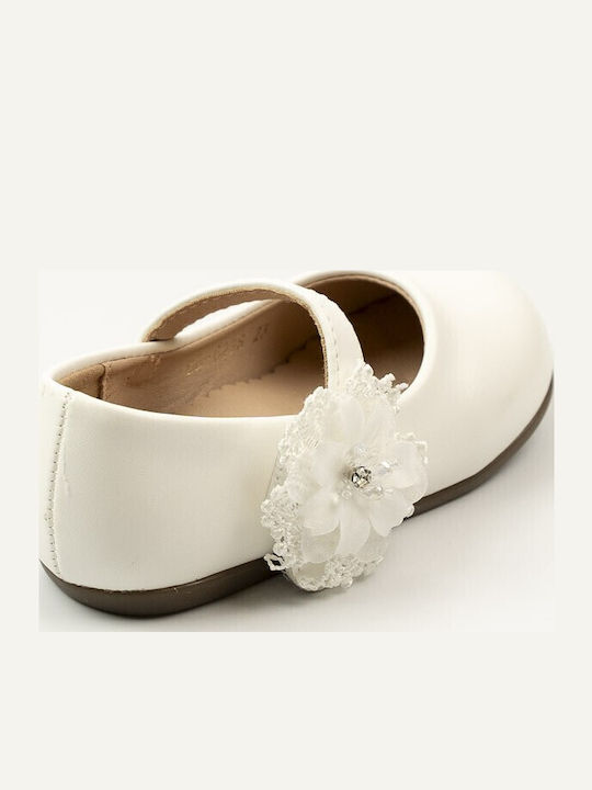 Kids Ballerinas with Hoop & Loop Closure White