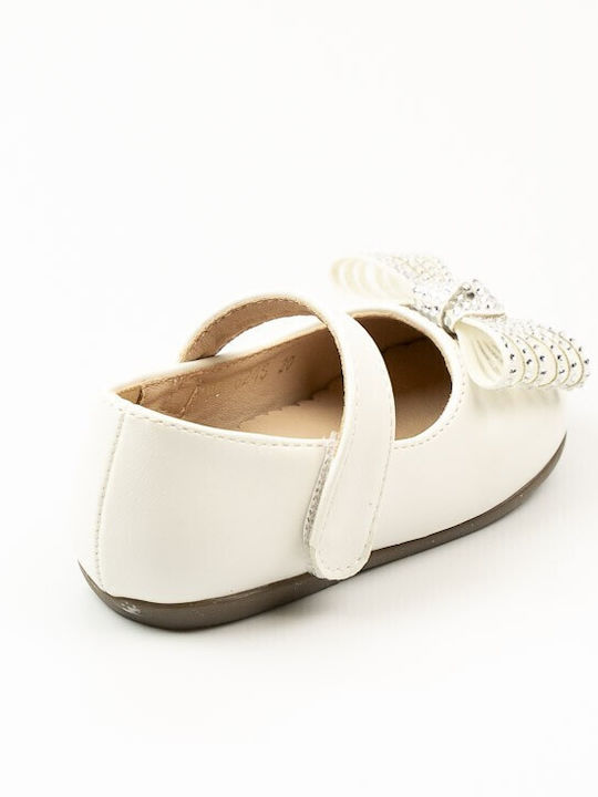 Kids Ballerinas with Hoop & Loop Closure White