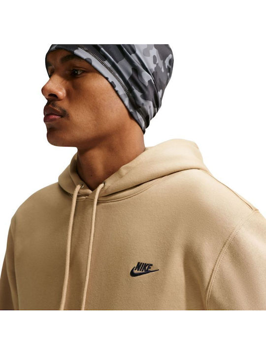 Nike Club Φούτερ Beige με Κουκούλα