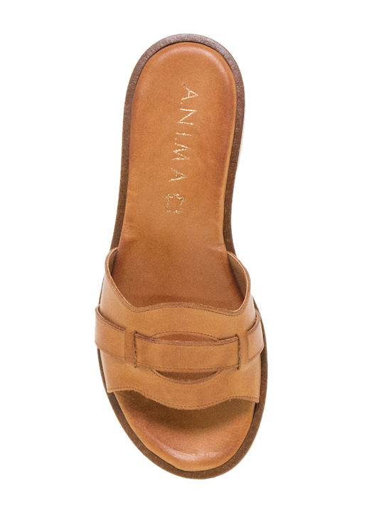 Flat Δερμάτινα Mules σε Καφέ Χρώμα