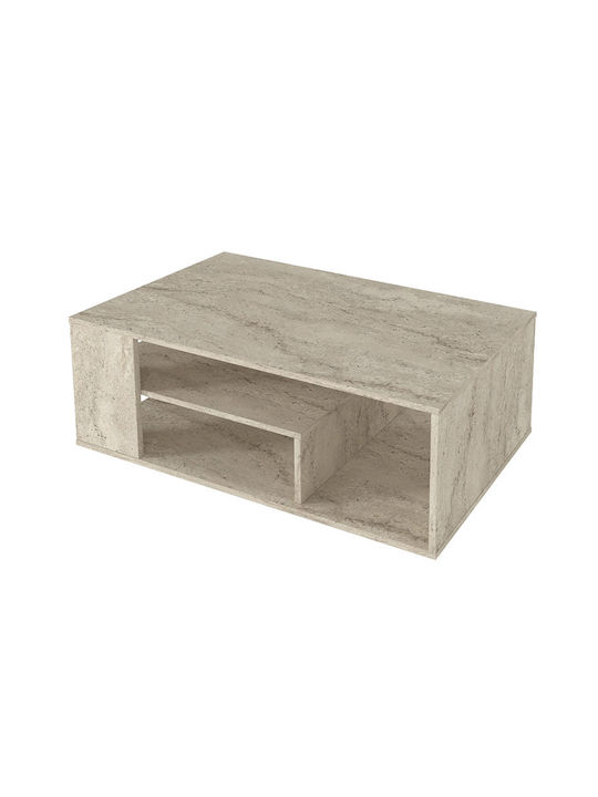 Ορθογώνιο Κεντρικό Τραπεζάκι Abdera Ξύλινο Travertine Μ110xΠ60xΥ42εκ.