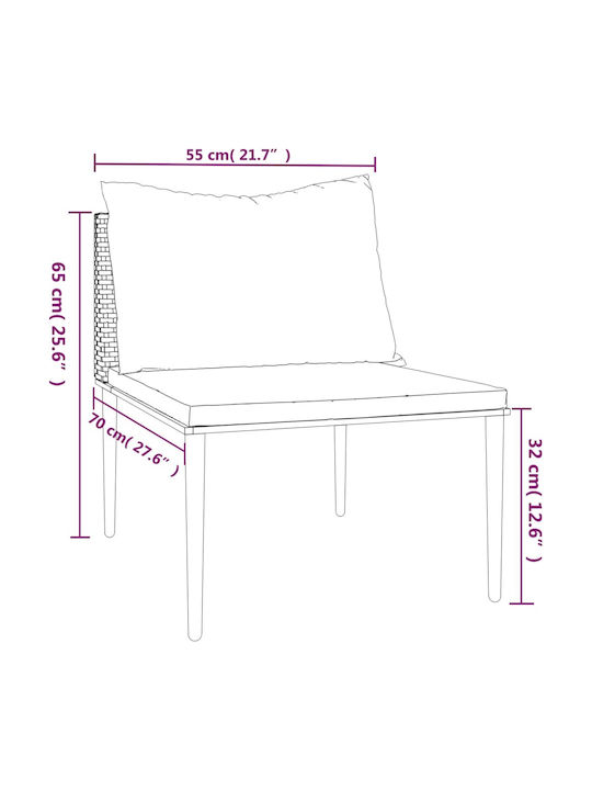 Gartenstühle Rattan Graue mit Kissen 55x58.5x24cm