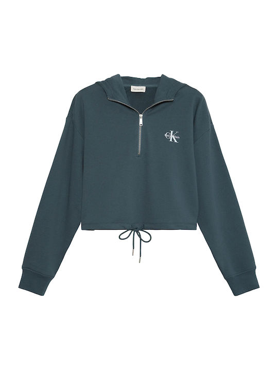 Cropped Women's Hoodie Sweatshirt Blue