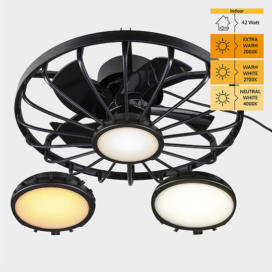 123led Плафон 50.8см с Осветление Черен