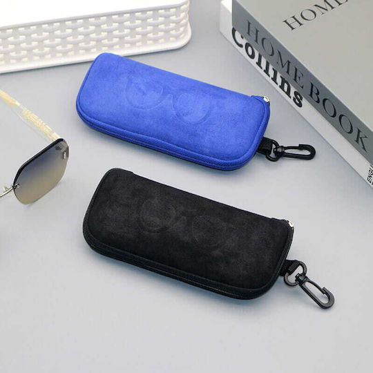 Red Suede Zipper Glasses Case Et-121a