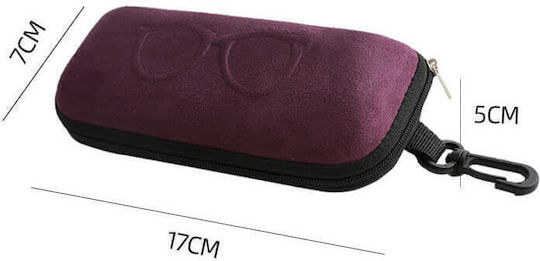 Red Suede Zipper Glasses Case Et-121a