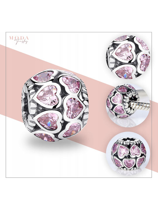 Pandora Charms Pendant Charms Pink Hearts Silver 925 Charms Trusky