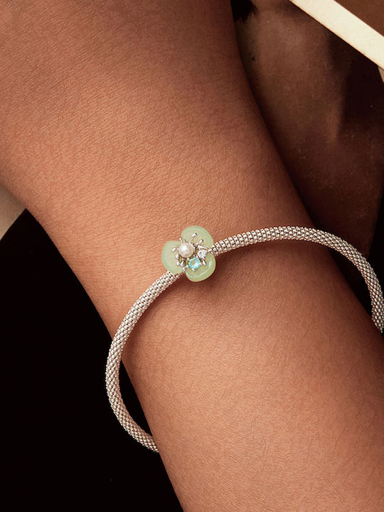 Pandora Висящи Талисмани Стопер Зелен Орхидея 925 Сребро Charms Trusky