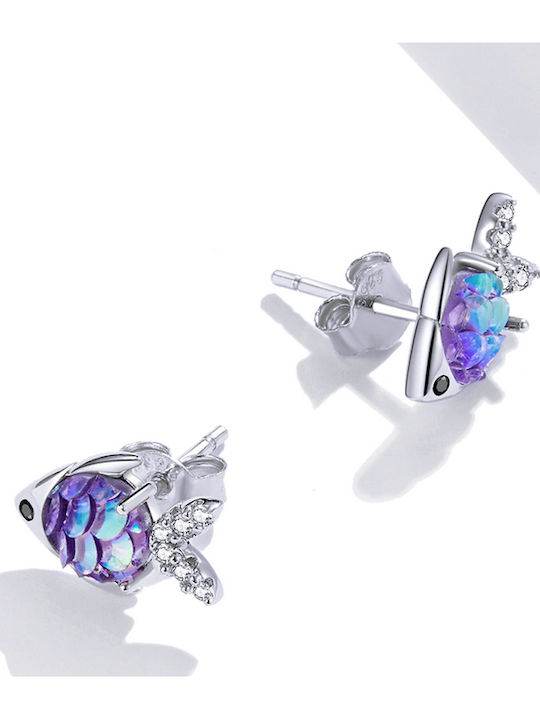 Trusky Silver Earrings with Purple Stones
