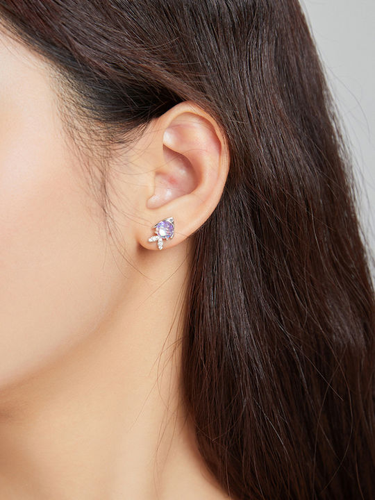 Trusky Silver Earrings with Purple Stones