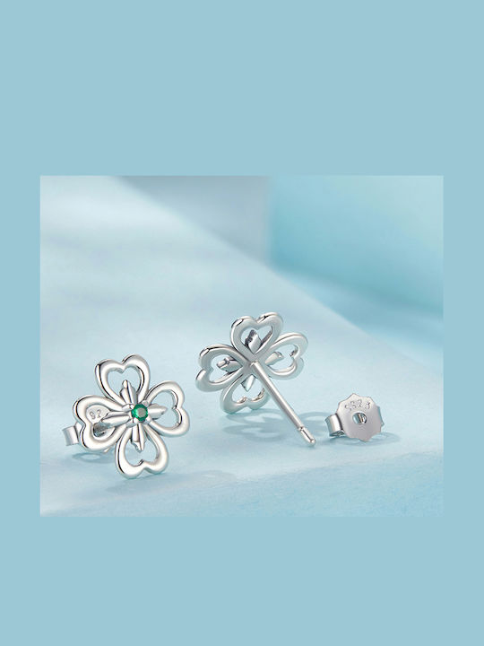 Trusky Silver Earrings with Green Stones