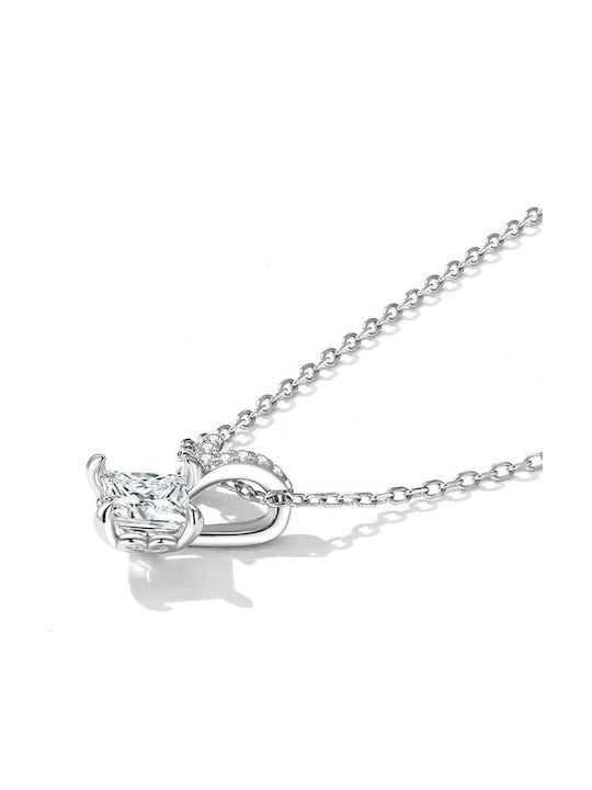 Silver Heart Necklace Cubic Zirconia Necklace Silver S925