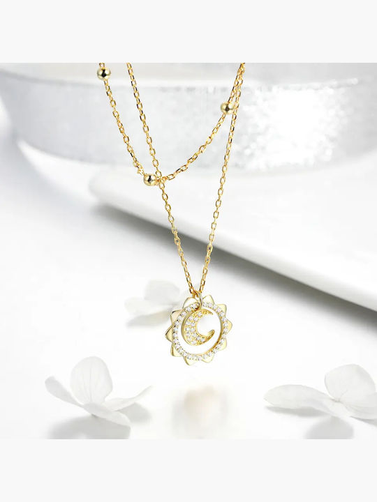 Trusky Gold Moon Necklace Silver Chain Necklace S925