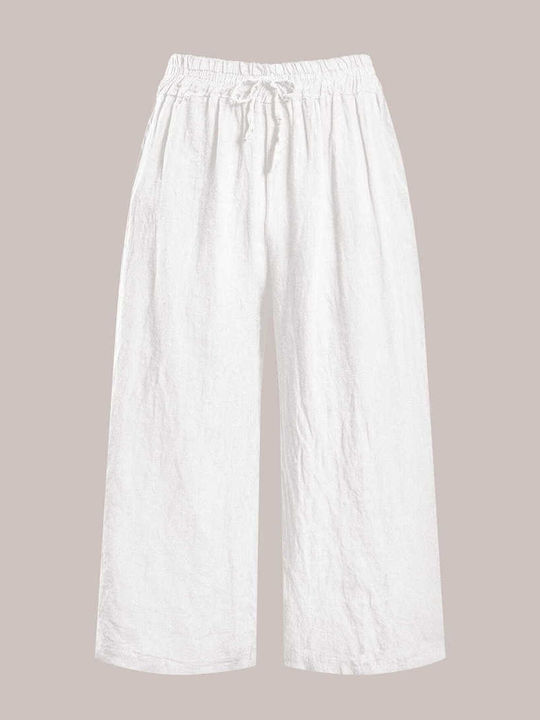 Celestino Pantaloni Din In Cropped Albi