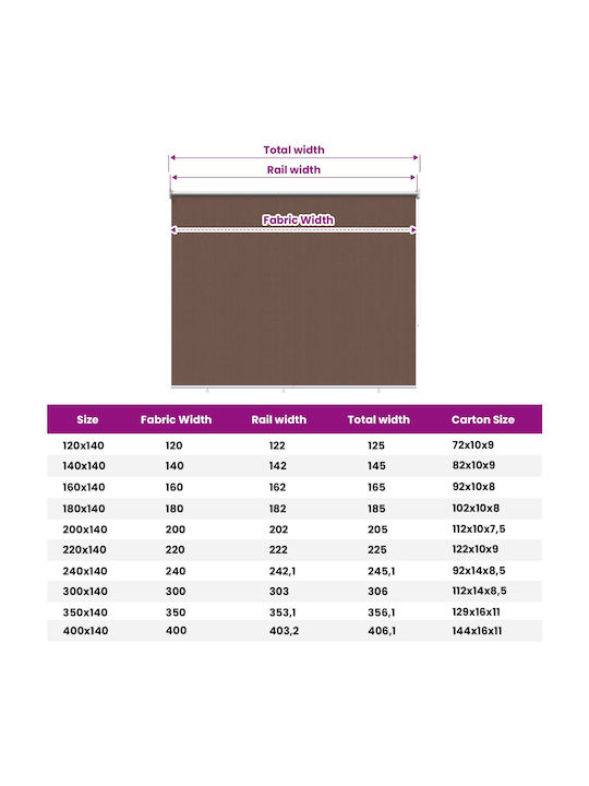 vidaXL Rollos Partieller Blackout Braune P120xH140cm 42036145