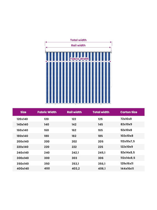 vidaXL Ρόλερ Σκίασης Μερικής Συσκότισης Μπλε Π125xΥ140εκ. 42035963