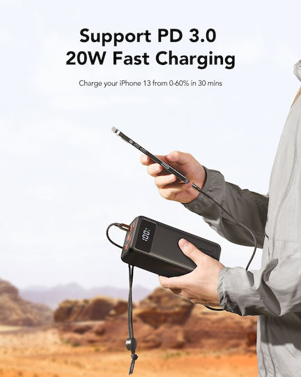 Charmast TankLite Power Bank 50000mAh 22.5W με 3 Θύρες USB-A και 3 Θύρες USB-C Power Delivery Μαύρο