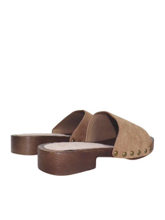 Mules With Heel In Brown Colour
