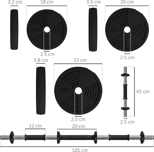 Adjustable Dumbbell Set with Bar 25kg