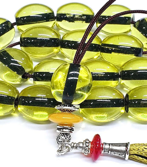 Roloi Komboloi Worry Beads with 17 Beads Length 34cm Yellow