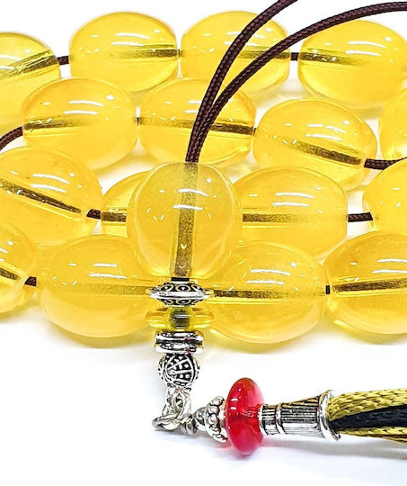 Roloi Komboloi Worry Beads with 17 Beads Length 35cm Yellow