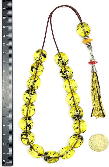 Roloi Komboloi Worry Beads with 17 Beads Length 33cm Yellow