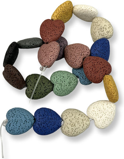Natural Lava Heart Multicolour Mix 20mm – Length 40cm